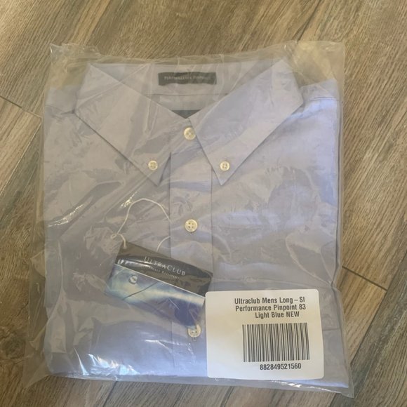 NWT ULTRACLUB PERFORMANCE PINPOINT LONG SLEEVE DRESS SHIRT LARGE LIGHT BLUE - Picture 6 of 9
